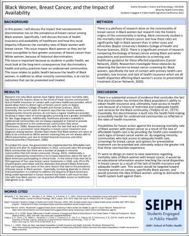 SEIPH poster discussing breast cancer in black women