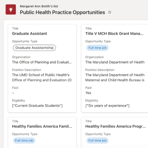 Practice Opportunities Board